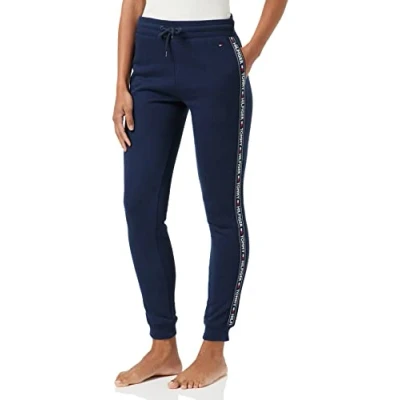 Image of Tommy Hilfiger Women&#039;s Track Pant Pyjama Bottoms Ladies Pyjamas for Women Pj Nightwear Navy XS