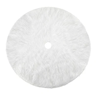 Image of HOWAF Faux Fur Christmas Tree Skirt Snow White Xmas Mat Base Cover For &amp; New Year Holiday Party Decorations Supplies, 31Inch/78CM