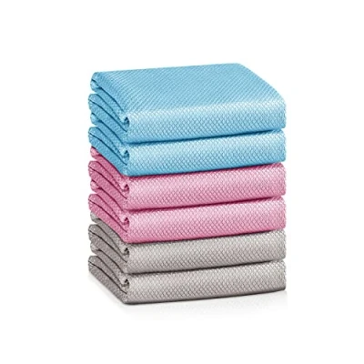 Image of Nano Streak Free Miracle Cleaning Cloths Easy Clean Nanoscale,Fish Scale Microfiber Window Mirror Glass Car Stainless Steel Cleaning,Lint Dish cloth Wine Polishing Towel,Reusable,Pack 6,Mix