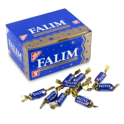 Image of Trinovi Falim Sugarless Plain Chewing Gum with Mastic Flavour in Box, 100 Pieces, Sugar Free, Natural Hard Gum, Refreshing Button, Long Lasting Freshness, Pieces