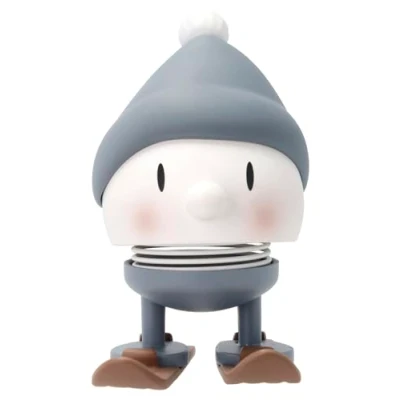 Image of Hoptimist Soft Bumble Danish Design Home Decor Ornament Plastic Figurine with a Metal Spring, Small Creates Cheerful Movement (Blue)