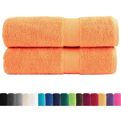 Image of vidaXL Hand Towels 2 pcs Orange 50x100 cm 100% Cotton, OEKO TEX Certified, 600 gsm Fabric, Machine Washable