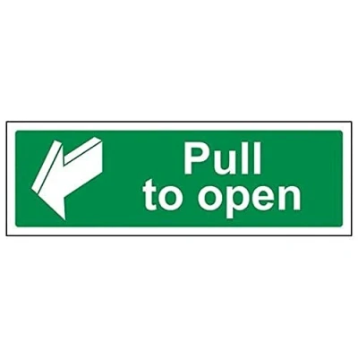 Image of V Safety Pull To Open Door Sign 300mm x 100mm 1mm Rigid Plastic