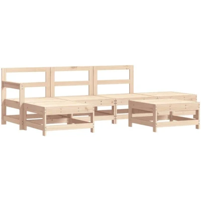 Image of vidaXL 6 Piece Garden Lounge Set Solid Wood Pine
