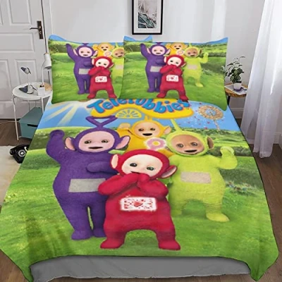 Image of BYTUGI Teletubbies Duvet Cover Set 3D Printed Quilt Hidden Zipper Closure Microfiber Bedspread Bedroom Bed Bedding Double（200x200cm）