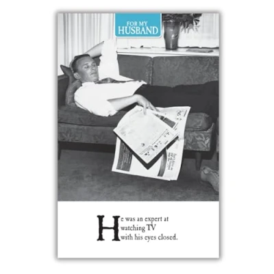 Image of Emotional Rescue Husband Birthday Card for Him, Greetings Card, Black, White, Green, 158 x 235mm