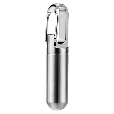 Image of melairo Small Pocket Pill Box Keychain,Portable Waterproof Case Stainless Steel Travel Container Keychain Holder