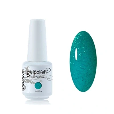 Image of Vishine 8ml Gelpolish Gel Nail Polish Lacquer Shiny Color Soak Off UV LED Manicure Pearl Cyan #1602