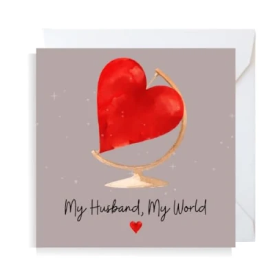 Image of Second Ave My Husband World Heart Square Valentine&#039;s Day Birthday Christmas Xmas Greetings Card