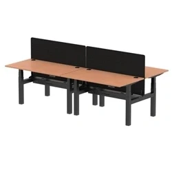Image of Air B2B 1400x800mm Adjustable 4P Bench Desk CP Beech/Black + Screen