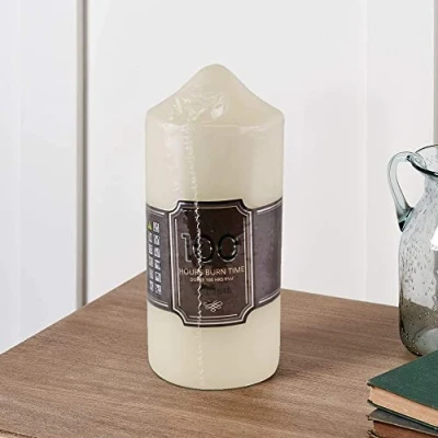 Image of Single Pack x Long Lasting Pillar Smokeless Votive Slow Burning Giant Candle Set for Home Decor with 100 Hour Burn Time White