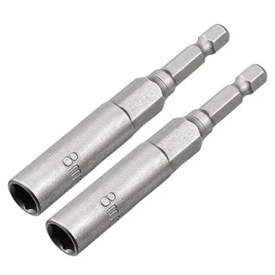 Image of Sourcingmap 2 Pcs 1/4&quot; Quick Change Hex Shank 8mm Nut Setter Driver Drill Bit, 80mm Length, Metric No Magnetic