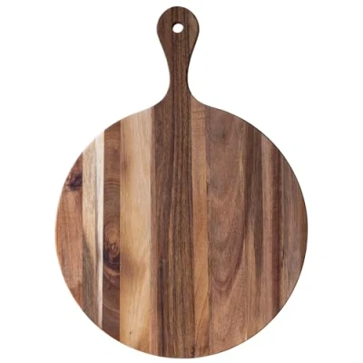 Image of Pizza Board Acacia Wood with Handle Large Wooden Boards for Serving Yookiki England