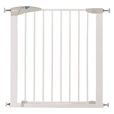 Image of Munchkin Lindam Stair Gate, Sure Shut Axis Toddler &amp; Baby Gate Pressure Fit or Dog Safety for Stairs Doorways, Easy Install No Screws Child 76 82cm, White