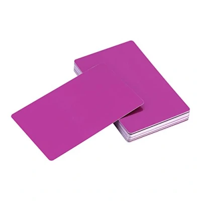 Image of Zerodis 50Pcs Metal Business Cards Blank Engraved Aluminium Alloy Thickness for Customer DIY Gift 5 Colors (Optional)(Purple)