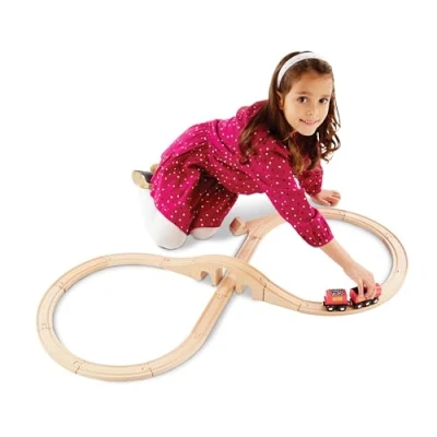 Image of Melissa &amp; Doug Classic Wooden Figure Eight Train Set (22 pcs)