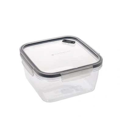 Image of MasterClass Eco Snap 800ml Recycled Plastic Food Storage Container with Lid, BPA Free, Lunch Box, Prep &amp; Leftovers, Clip Lock Shut, Recycled, Re usable Recyclable, Freezer Microwave Safe, Square