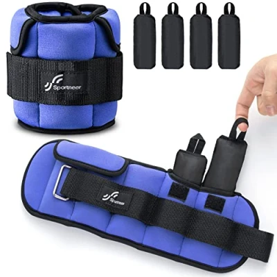 Image of Sportneer Adjustable Ankle Weights: Improved Leg Weights, Weight Cuffs Weights for Gym, Fitness, Workout, 0.5 2.3 kg per Ankle, 0.9 4.5 Pair