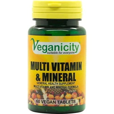 Image of Veganicity Multi Vitamin &amp; Mineral : General Health and Well Being Supplement 60 Tablets, in a Planet Friendly 99% Recycled Pot