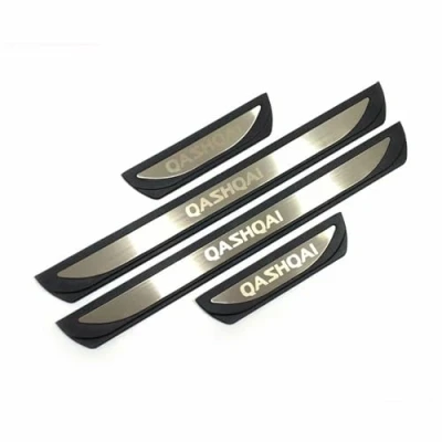 Image of KAnduo compatible with Car Stainless Steel Door Sill Kick Plates Protector for Nissan QASHQAI J12 2021 2022 2023 2024,A
