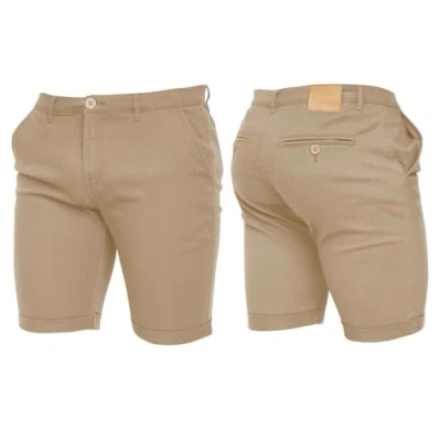 Image of Crosshatch Mens Stretch Slim Fit Chino Shorts with Pockets for Summer, Holiday, Golf by Jeanbase Sand 40