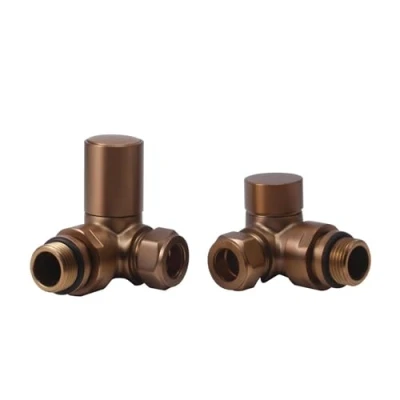 Image of Manual Radiator Valve Round Corner 15mm x R 1/2&quot; Brushed Bronze