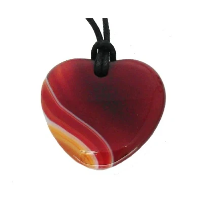 Image of Lucky Virgo Birthstone Heart Pendant Zodiac Astrology Gemstone Carnelian