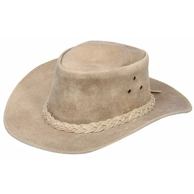 Image of Australian Camel Western Style Cowboy Outback Real Suede Aussie Bush Hat