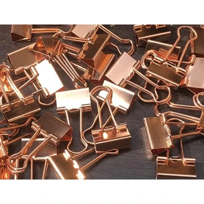 Image of 15mm Rose Gold Metal Binder Foldback Clips Bulldog/Paper Clips/Binder File Paper Money Receipts Clamps, Planner Organiser Office, Store, Kitchen Multifunction Pcs (20 Clips)