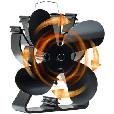 Image of Wood Stove Fan Heat Powered Fireplace Log Burner Fans Eco for Wood/Log Burning Stoves