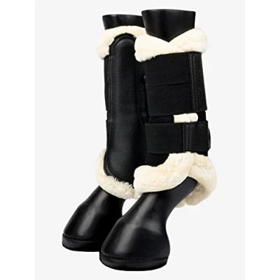 Image of LeMieux Fleece Edge Mesh Brushing Horse Boots Protective Gear and Training Equipment Equine Boots, Wraps &amp; Accessories (Black Natural/Medium)