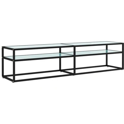 Image of vidaXL TV Cabinet White Marble 180x40x40.5 cm Tempered Glass