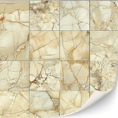 Image of 3 Sheets Self Adhesive Floor Tiles for Dollhouse 1:12 Scale (Cream Tiles)
