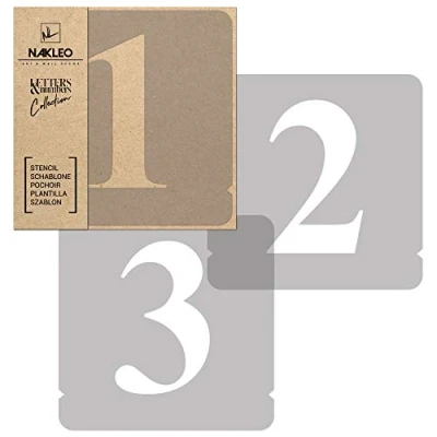 Image of NAKLEO Numerals Painting Stencils Set 12 Pcs, 25 cm Numbers &amp; Signs Times Roman Font, Reusable Plastic Drawing Templates for Crafts, DIY Wall Floor Wood