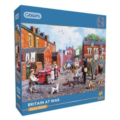 Image of Gibsons Britain at War 500 Piece Jigsaw Puzzle Beautiful Colourful Artwork Nostalgic Historic Sustainable for Adults Teens Premium 100% Recycled Board Great Gift Games