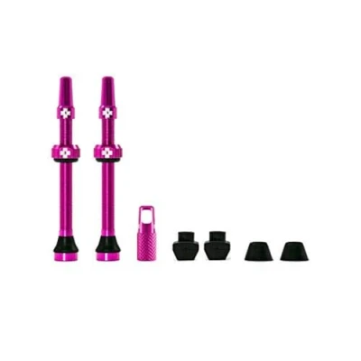Image of Muc Off 1067 Pink Tubeless Presta Valves, 60mm Premium No Leak Bicycle Valves With Integrated Valve Core Removal Tool