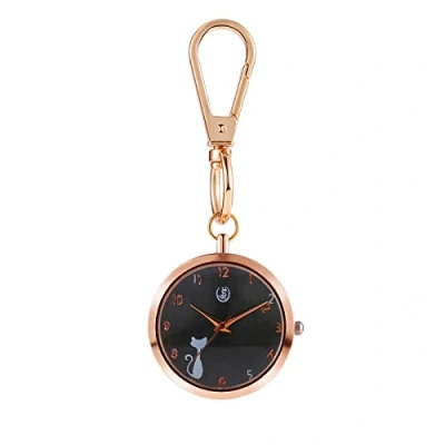 Image of JewelryWe Novelty Key Chain Watch Cute Cat Animal Ring Quartz Pocket FOB Clip on Watch, for Men Women
