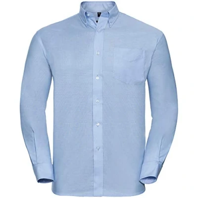 Image of Russell Athletic Collection Ladies/Womens Long Sleeve Easy Care Oxford Shirt (Oxford Blue) Size X Large