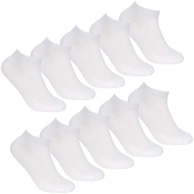 Image of RedTag Active Ladies Ten Pair Multipack of Trainer Socks With Arch Support 10 Pairs White 4 8