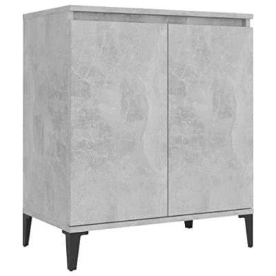 Image of vidaXL Sideboard in Concrete Grey Industrial Style Storage Cabinet with Sturdy Metal Legs, Engineered Wood Construction, for Living Room, Bedroom or Office