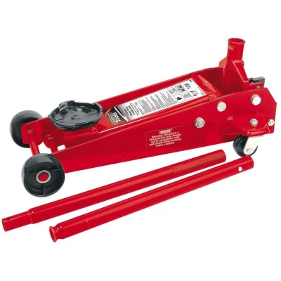 Image of Draper Heavy Duty Garage Trolley Jack, 3 Tonne, Red