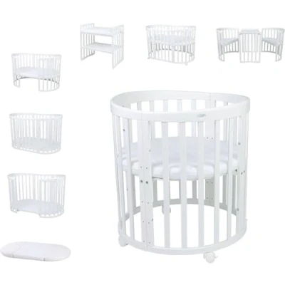 Image of Waldin baby bed 7in1 made of wood with mattress, cot that grows the child, ventilated, adjustable in 5 positions, all inclusive set white