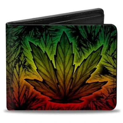 Image of Buckle Down Men&#039;s Bifold Weed Travel Accessory bi fold Wallet, Multicoloured, 4.0&quot; x 3.5&quot;