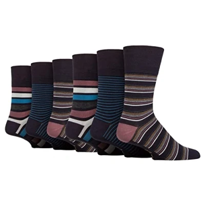 Image of Gentle Grip Sock Shop 6 Pairs Mens Loose Soft Top Non Elastic Bamboo Socks (6 11 UK, SOMRM07)