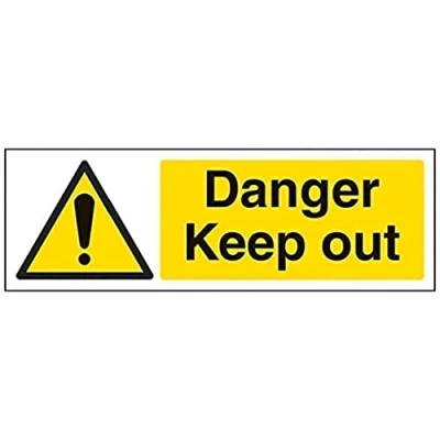 Image of V Safety 67084AX S Danger, Keep Out Sign Landscape 300mm x 100mm Self Adhesive Vinyl, Black/Yellow