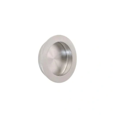 Image of VIBE Circular 70mm Recessed Flush Pull Sliding Door Handle in Satin Stainless Steel