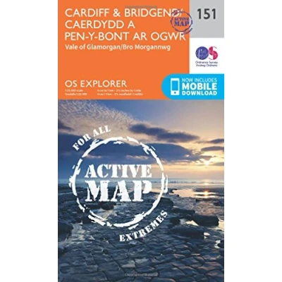 Image of Explorer Active 151 Cardiff &amp; Bridgend Map With Digital Version