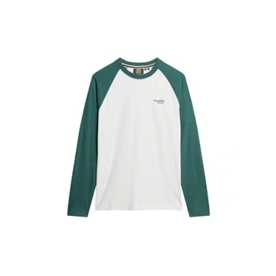 Image of Superdry Men&#039;s Essential Baseball Ls Top Undershirt, Glacier Grey Marl/Buck Green Marl, XL