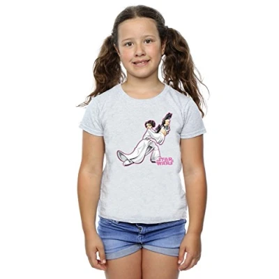 Image of Star Wars Girls Princess Leia Character T Shirt 12 13 Years Heather Grey