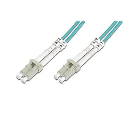 Image of DIGITUS DK 2533 10/3 Fibre Optic Cable OM3 10 m LC to Duplex 1/10/40/100 Gbit/s MM Multimode LAN Type: 50/125 µ Turquoise (Aqua)